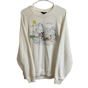 Disney X AE American Eagle Sweatshirt Women Sz L Mickey Minnie Pluto Sleigh Ride